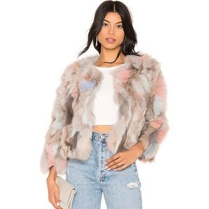 JOCELYN Fox Fur Jacket In Nude Multi